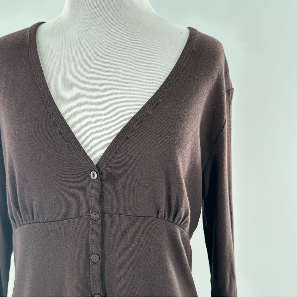 Talbots sweater size S brown 55% Pima cotton v-neck cardigan vintage y2k 2000s - Picture 2 of 11